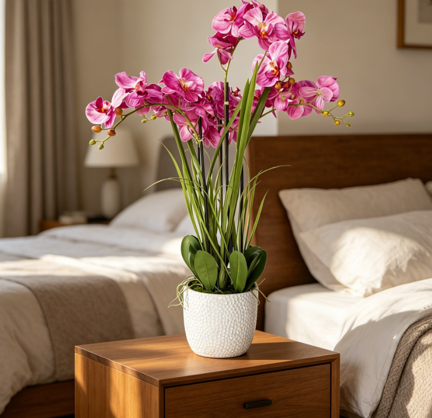 49 Inch Artificial Phalaenopsis Orchid with Resin Pot
