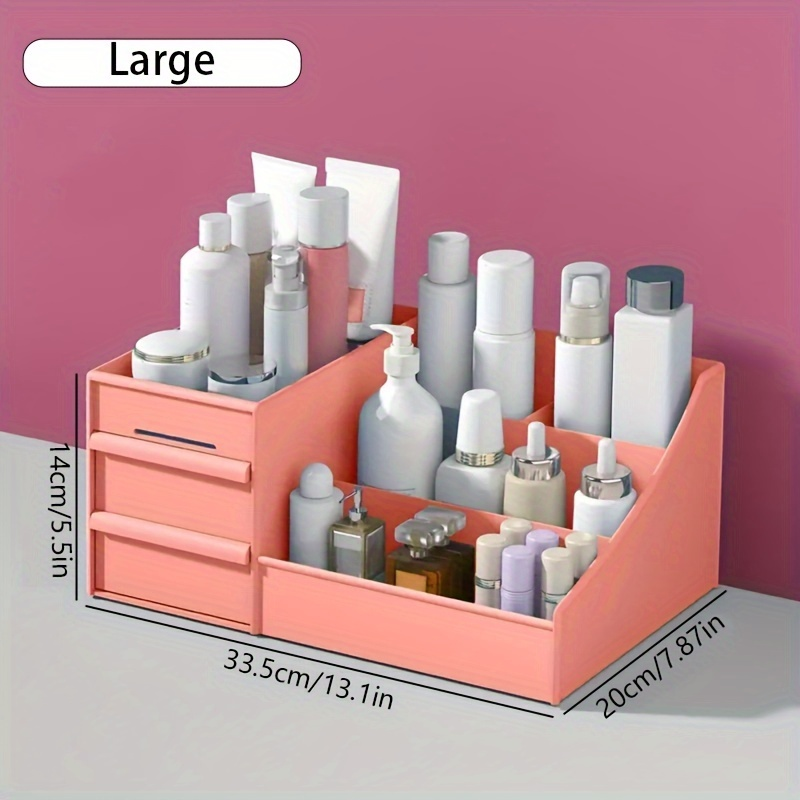 Lightweight Plastic Cosmetic Storage Box Organizer for Makeup, Skincare, Perfume and Beauty Accessories, Convenient Vanity Storage