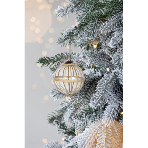 AEELLEEA 5" Natural Rattan Wrapped Glass Christmas Ornament, Set of 2, Rustic Hanging Glass Ball for Christmas Tree Holiday Home Decor