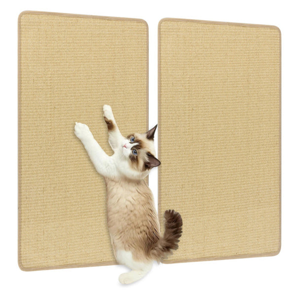 2 Pcs Sisal Cat Scratcher Mat, Natural Sisal Cat Scratching Pad with Hook Loop, Wall Floor Sofa Cat Scratch Mat Furniture Protector