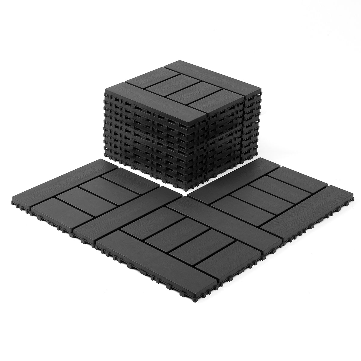AEELLEEA 44 Pack Interlocking Plastic Deck Tiles, 12"×12" PP Patio Floor Tiles, Non-Slip Drainable Outdoor Flooring for Balcony, Poolside, Backyard