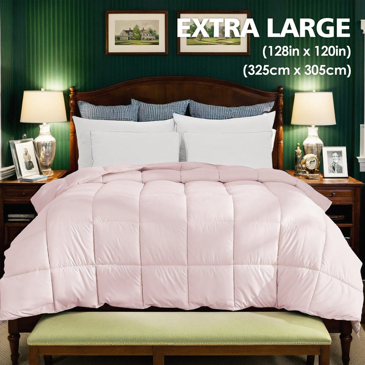Pink Duvet Insert with Zipper Closure, Ultra Soft Noiseless Fluffy Oversized Comforter, Machine Washable Down Alternative Bedding for Bedroom & Dorm