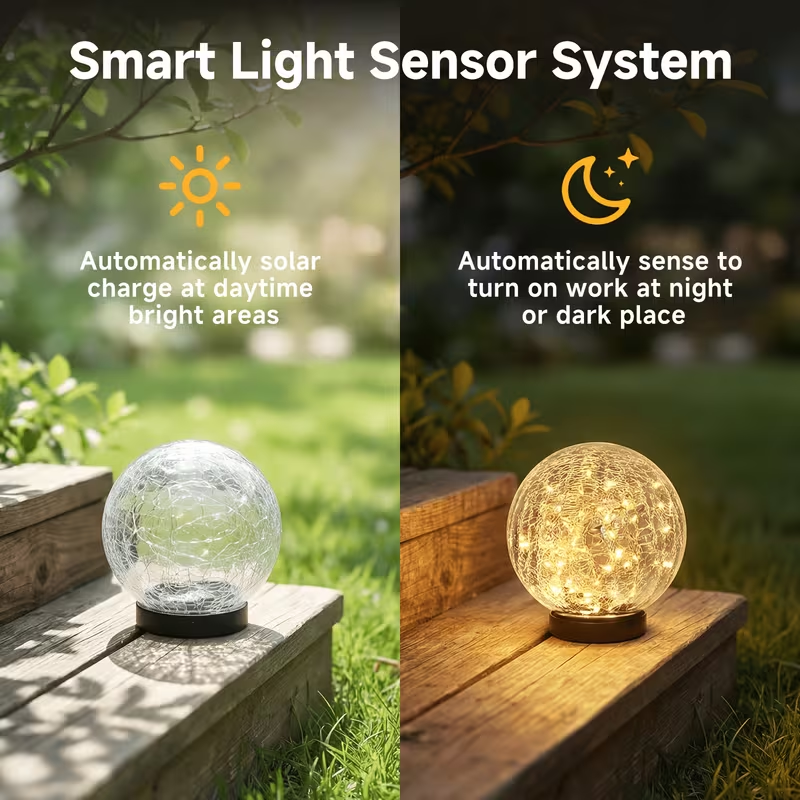 4 Pack Small Solar Globe Lights Outdoor Waterproof‑Solar Balls‑Solar Garden Lights‑Orbs for Outside Cracked Glass Ball for Lawn Patio Yard Backyard Decorations