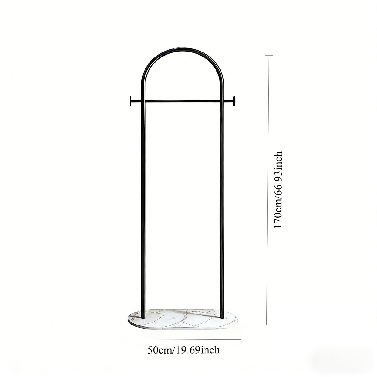 AEELLEEA-Freestanding Metal Coat Rack with Bottom Storage Shelf & Side Hooks, Modern Garment Organizer
