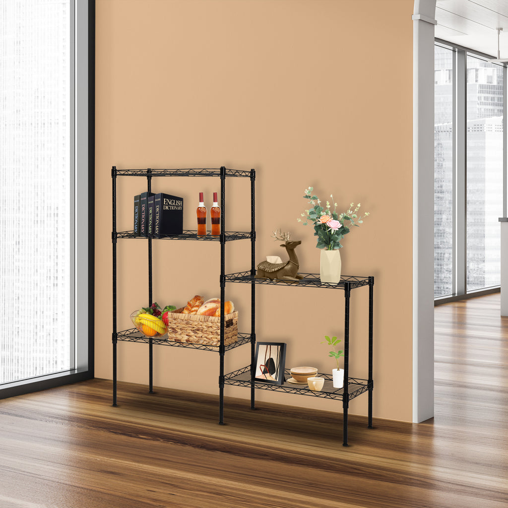 AEELLEEA-Changeable Assembly Floor Standing Carbon Steel Storage Rack, Black
