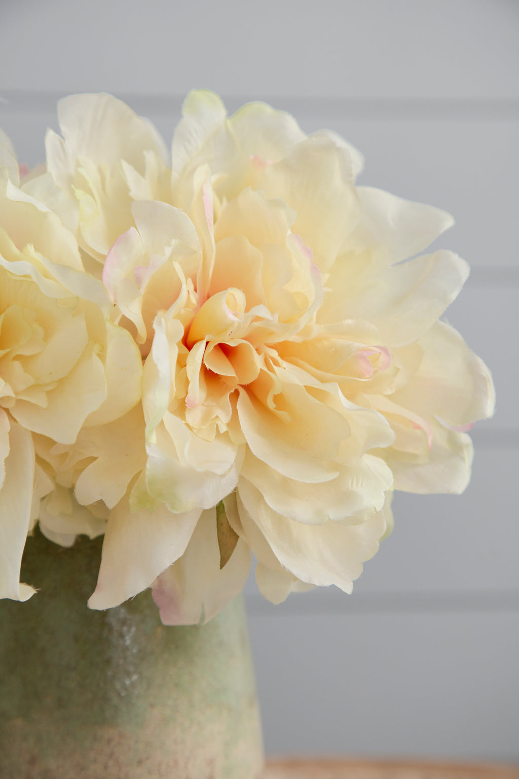 Almost Real 14" Peony - White with Pink, 4 Pack