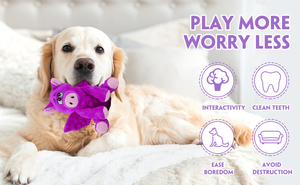 Large Squeaky Dog Toys, Plush Dog Toys with Crinkle Paper to Keep Them Busy, Stuffed Tough Chew Toys for Small Medium and Large Dogs