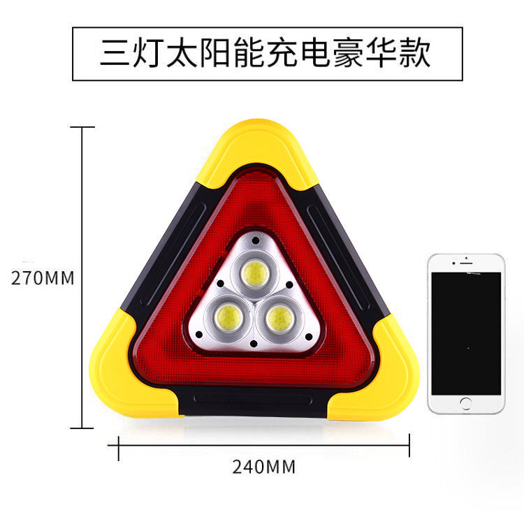Solar Powered LED Car Warning Triangle Light, Auto Emergency Hazard Flash Safety Triangle Reflector for Road Breakdown Parking