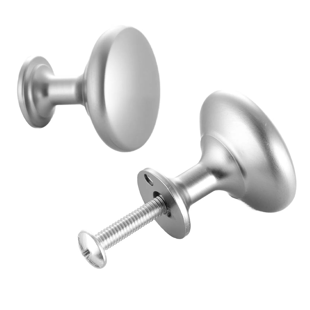 10 Pack Brushed Nickel Mushroom Cabinet Knobs, Zinc Alloy Round Drawer Knobs with 2 Sizes Trimmable M4 Screws for Cupboard Dresser Furniture