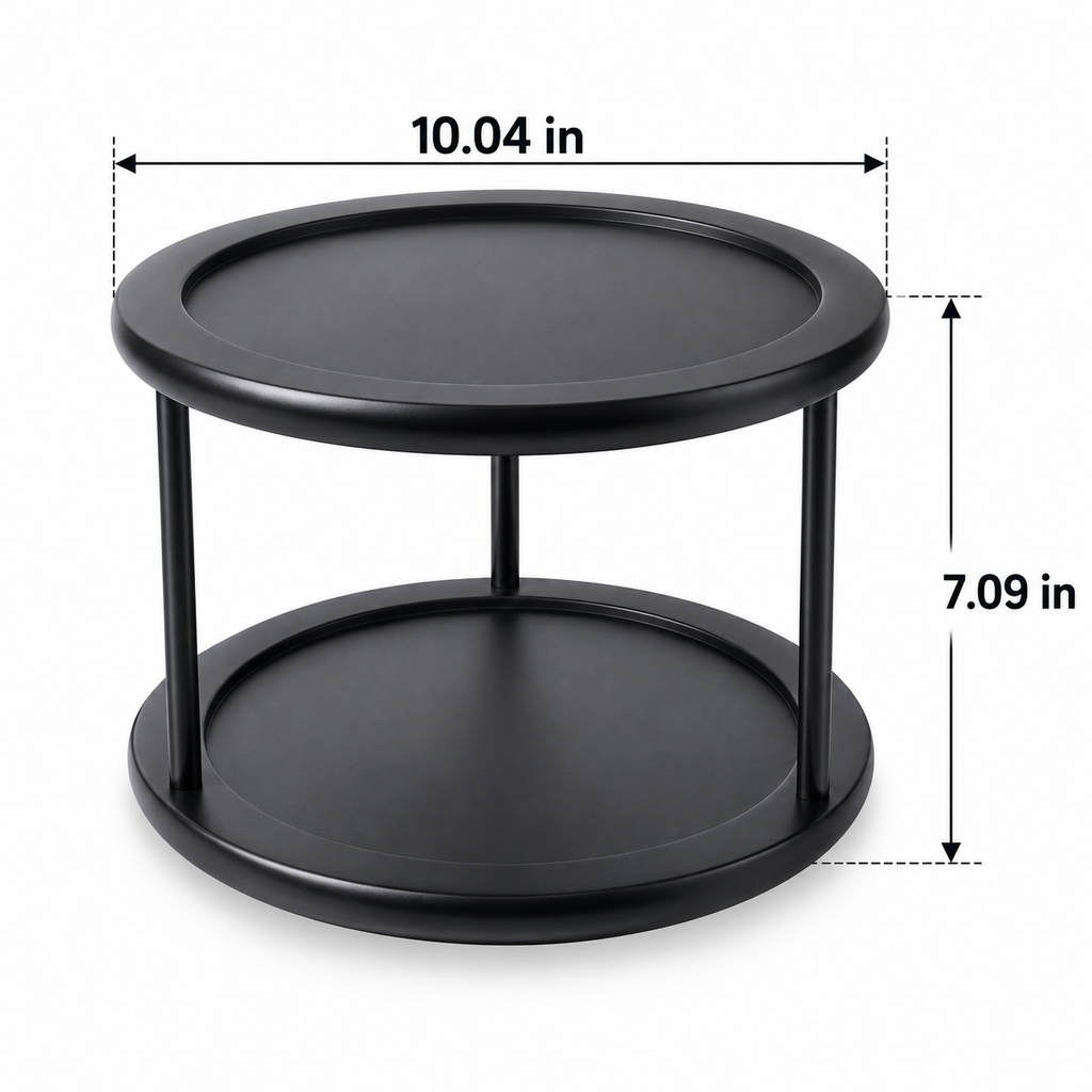 AEELLEEA 2-Tier Round Kitchen Countertop Organizer Rack, Black Metal Storage Stand for Spices, Jars and Condiments