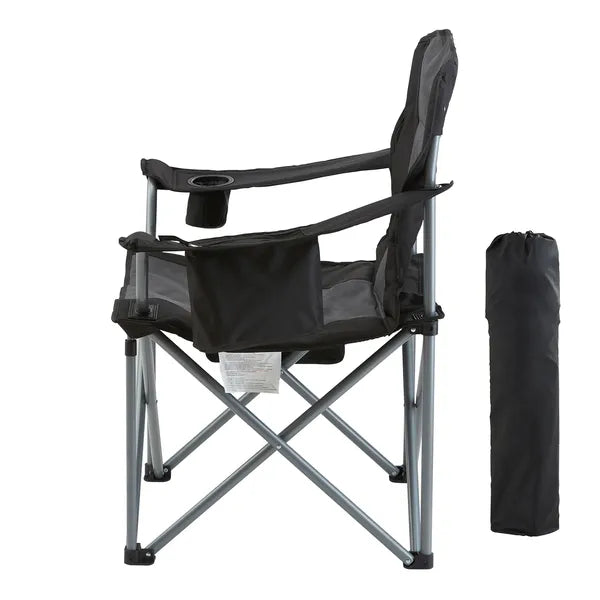 AEELLEEA 350LBS Folding Camping Chair 38.58" x 24.8" x 38.98", Heavy Duty Oxford Camp Chair with Cup Holder Cooler Bag for Outdoor Beach