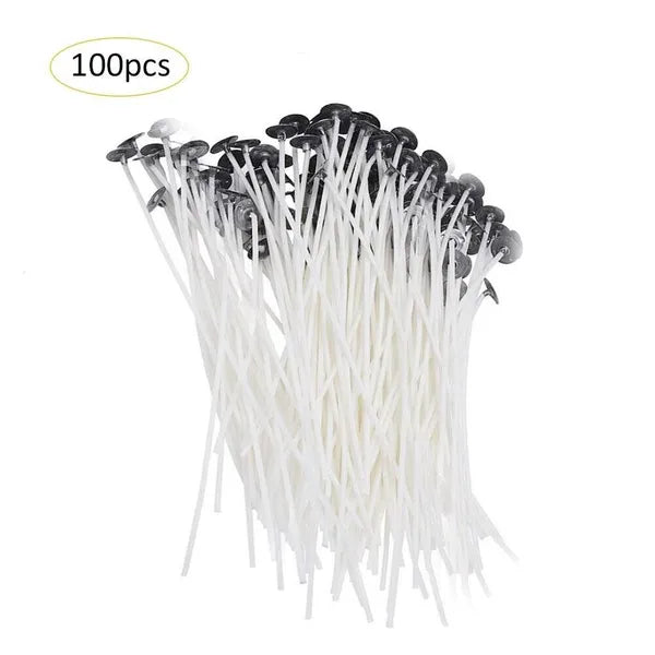 6 Inch Cotton Core Candle Wicks, Pre Tabbed Candle Making Supplies, 100Pcs Cotton Candle Wicks for DIY Soy & Paraffin Candle Craft