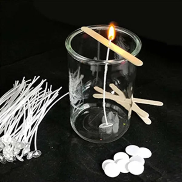 6 Inch Cotton Core Candle Wicks, Pre Tabbed Candle Making Supplies, 100Pcs Cotton Candle Wicks for DIY Soy & Paraffin Candle Craft