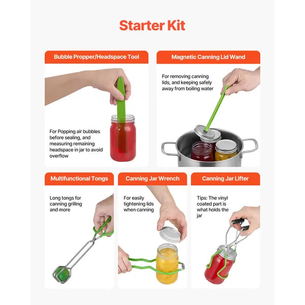 Aeelleea 11Pcs Canning Supplies Starter Kit, Stainless Steel Water Bath Canning Set for Beginners, Includes Pot, Rack, Lid & Canning Tools