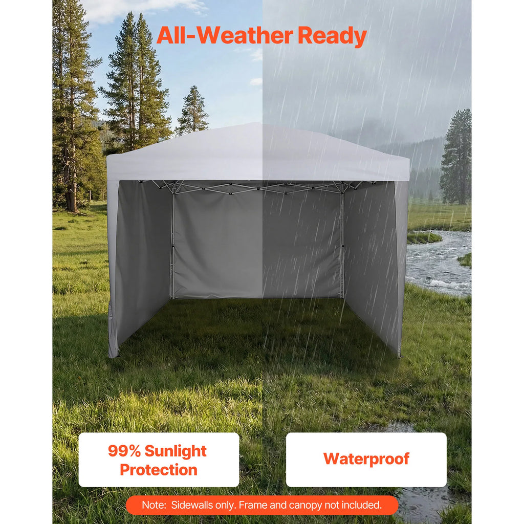 10' x 10' Pop-Up Canopy Sidewalls, 3-Pack Waterproof 210D Oxford Tent Walls with Sun Protection, White