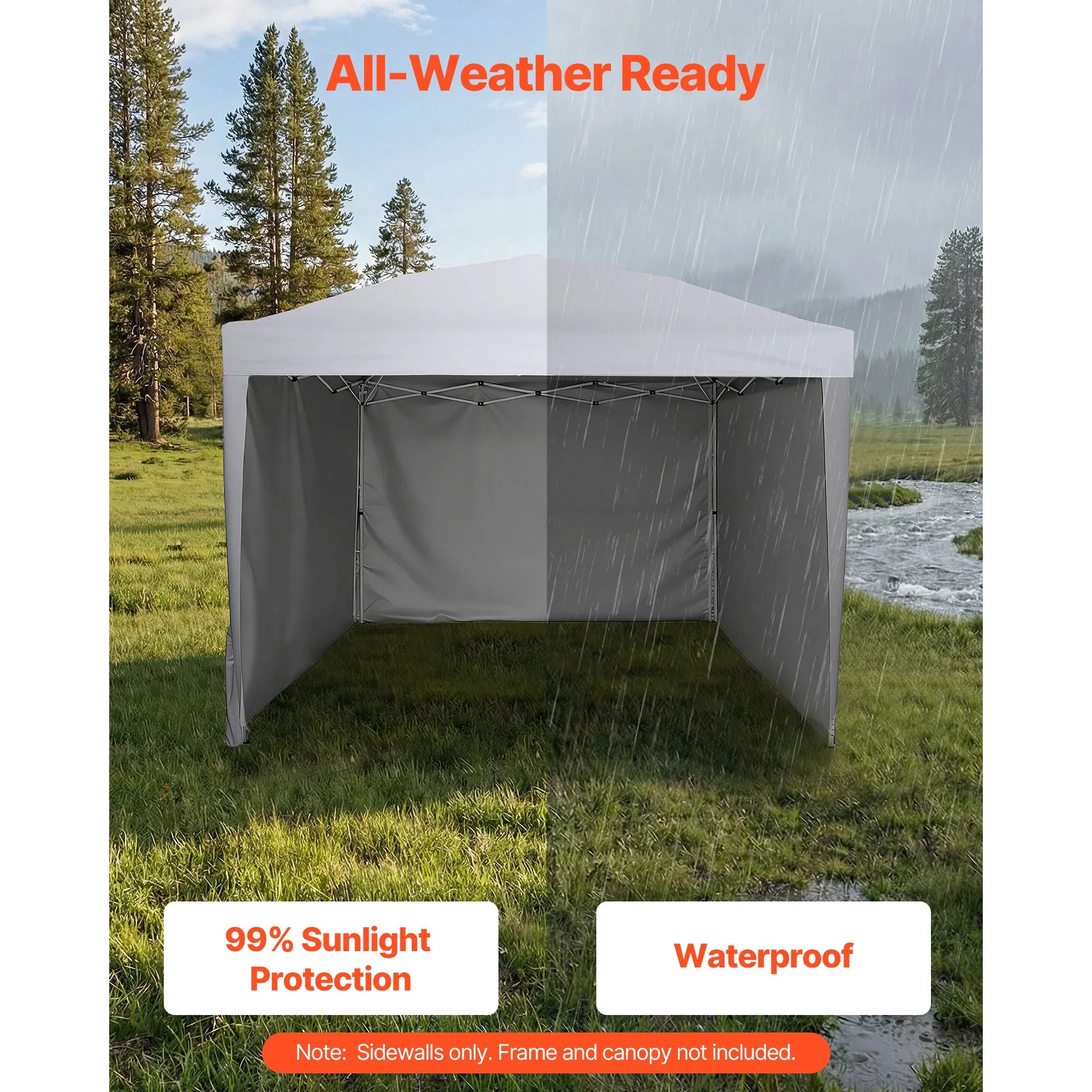 10' x 10' Pop-Up Canopy Sidewalls, 3-Pack Waterproof 210D Oxford Tent Walls with Sun Protection, White