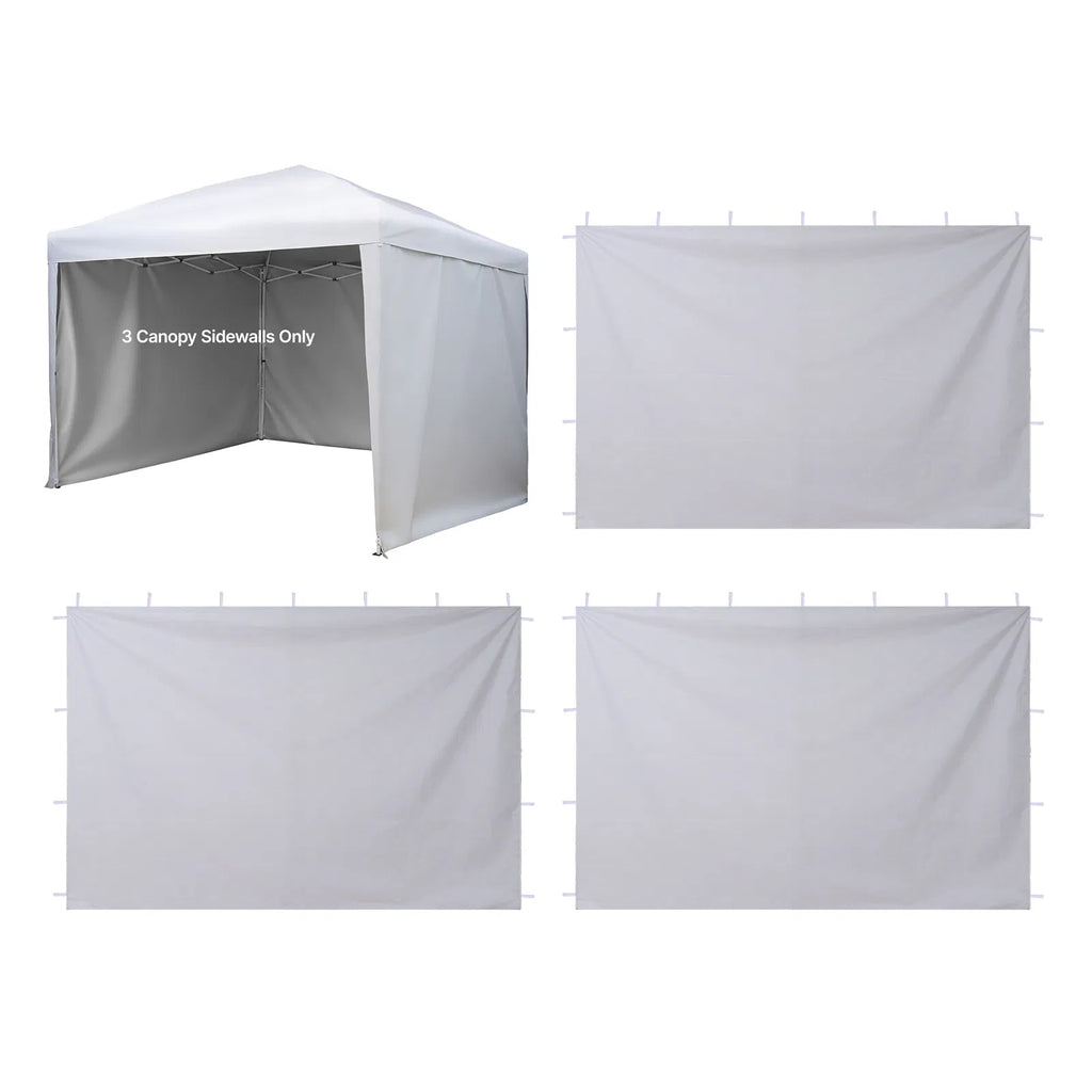 10' x 10' Pop-Up Canopy Sidewalls, 3-Pack Waterproof 210D Oxford Tent Walls with Sun Protection, White