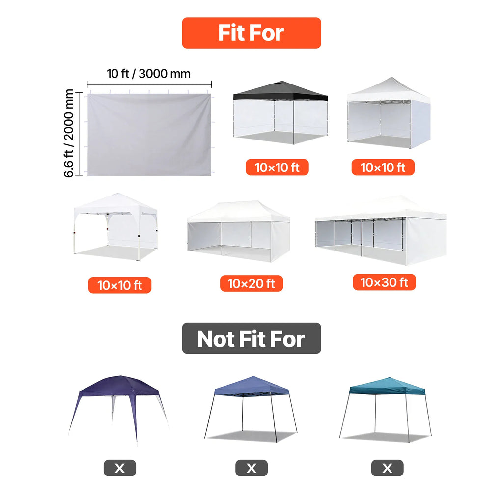 10' x 10' Pop-Up Canopy Sidewalls, 3-Pack Waterproof 210D Oxford Tent Walls with Sun Protection, White