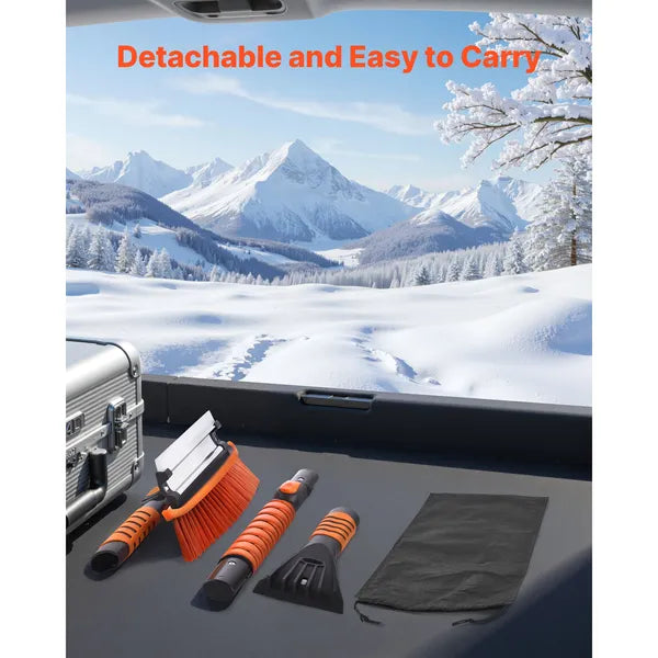 Aeelleea 34.25-42.13 Inch Telescopic Snow Brush, 180° Rotatable Head with Ice Scraper & Squeegee, 3-in-1 Car Snow Removal Tool for Car Truck SUV RV