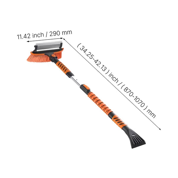 Aeelleea 34.25-42.13 Inch Telescopic Snow Brush, 180° Rotatable Head with Ice Scraper & Squeegee, 3-in-1 Car Snow Removal Tool for Car Truck SUV RV