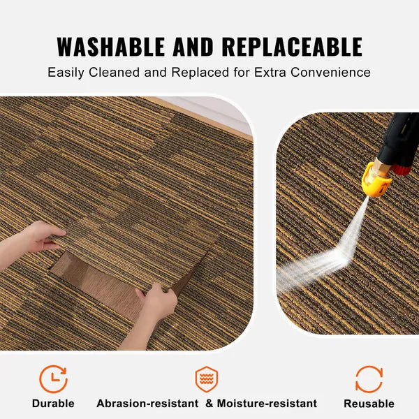 Carpet Tiles 20x20 Peel and Stick Carpet Squares with Padding Attached 12 Tiles Covers 33 sq ft Mixed Brown for Bedroom Living Room