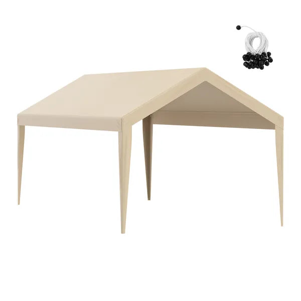 Aeelleea 10x20 FT Carport Replacement Canopy Cover, Heavy Duty Waterproof UV Resistant Car Shelter Top, Beige Only Cover No Frame
