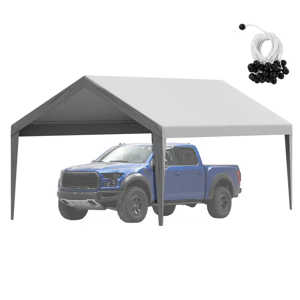 Aeelleea 12x20 FT Carport Replacement Canopy Cover, Heavy Duty Waterproof UV Resistant Car Shelter Top, Gray Only Cover No Frame