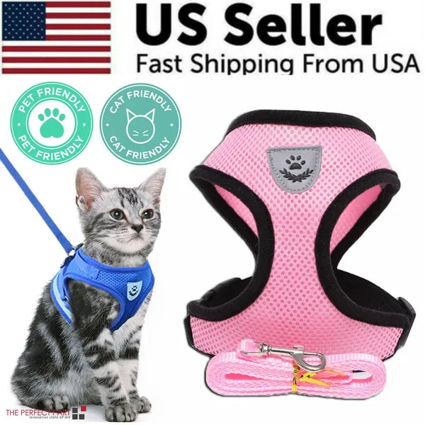 Reflective Adjustable Pet Vest Harness with Leash, Control Harness for Cats & Dogs S M L XL
