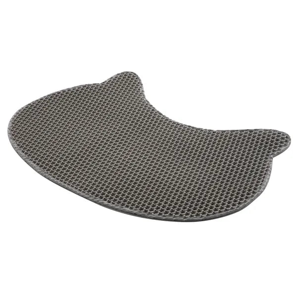 Cat Litter Mat, Double-Layer Honeycomb Litter Trapping Mat, Waterproof Easy-Clean Cat Head Design, Dark Gray