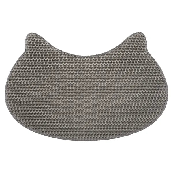 Cat Litter Mat, Double-Layer Honeycomb Litter Trapping Mat, Waterproof Easy-Clean Cat Head Design, Dark Gray