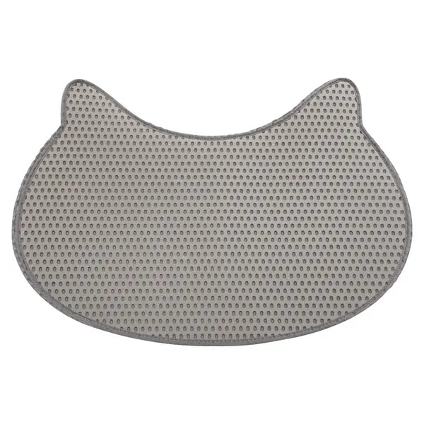 Cat Litter Mat, Double-Layer Honeycomb Litter Trapping Mat, Waterproof Easy-Clean Cat Head Design, Dark Gray