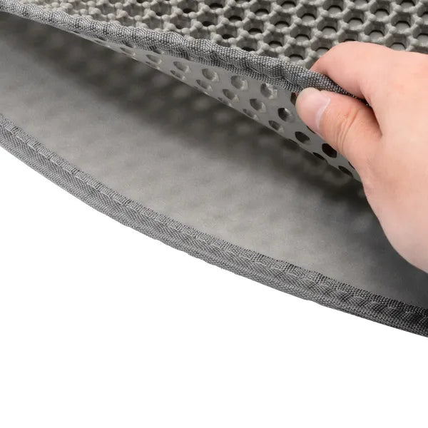 Cat Litter Mat, Double-Layer Honeycomb Litter Trapping Mat, Waterproof Easy-Clean Cat Head Design, Dark Gray