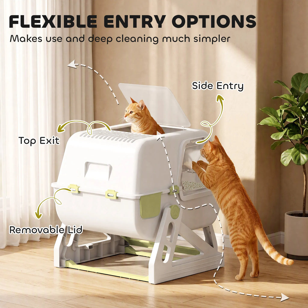 Enclosed Cat Litter Box with Flip Lid, Pull‑Out Drawer Pan, High Sides & Deodorizer Bags for Easy Kitty Cleaning