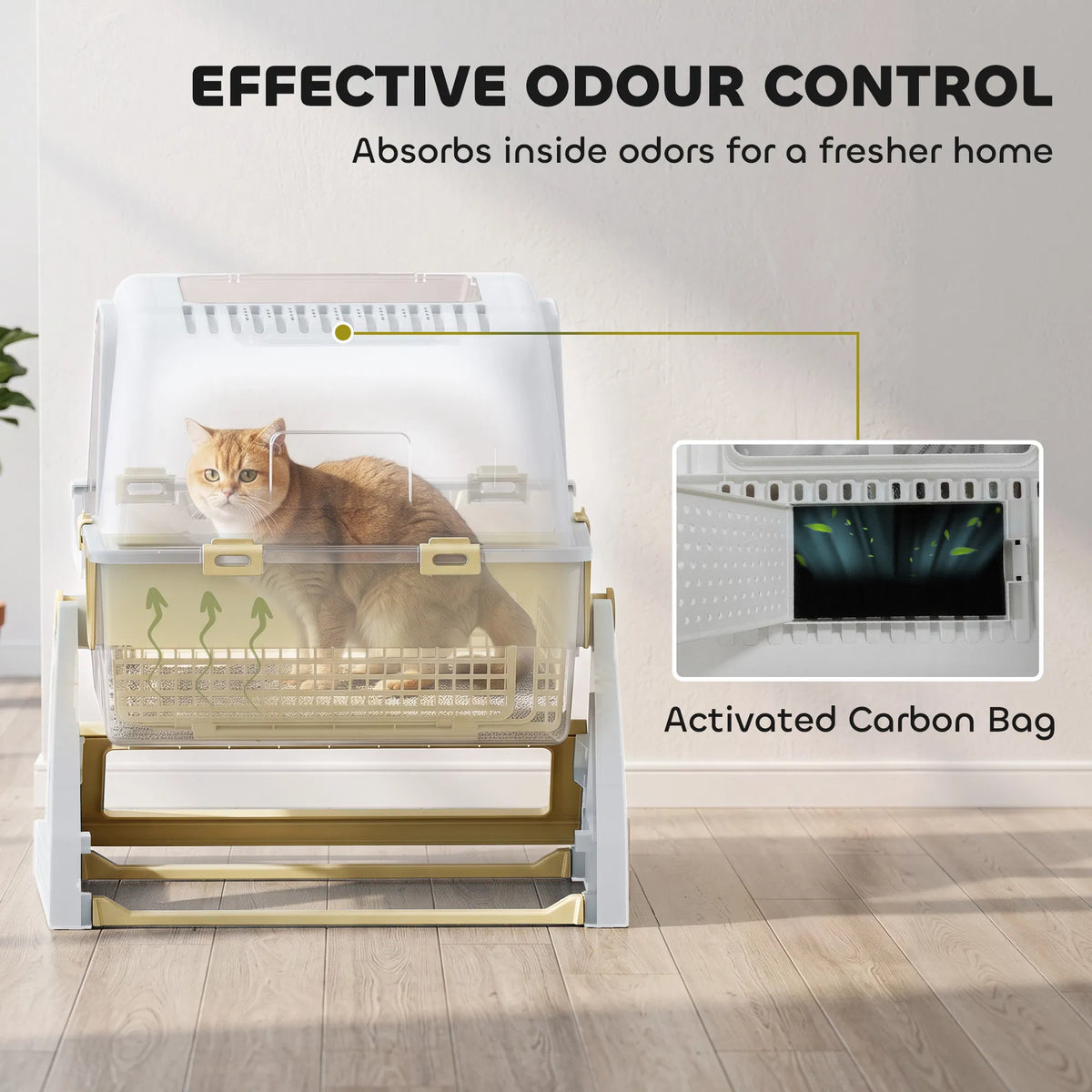 Enclosed Cat Litter Box with Flip Lid, Pull‑Out Drawer Pan, High Sides & Deodorizer Bags for Easy Kitty Cleaning