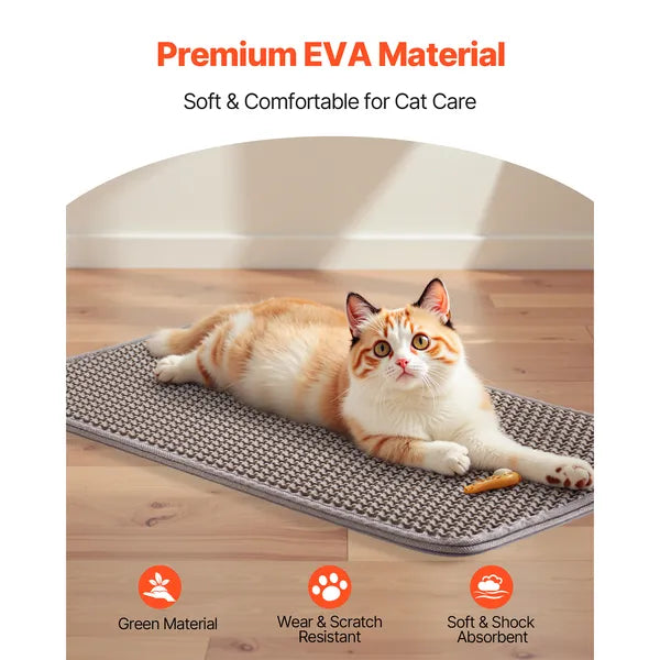 Double Layer EVA Cat Litter Mat, Non-Slip with Adhesive Pads, Waterproof Scratch Resistant Kitty Litter Trapping Mat for Cat Litter Box