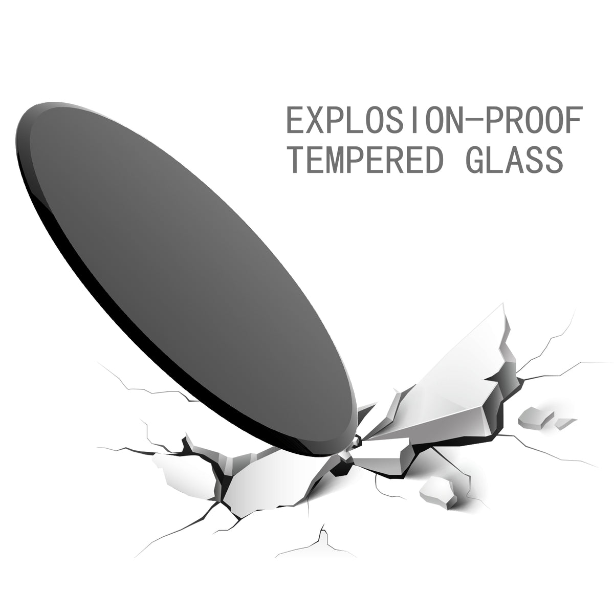 AEELLEEA 32 in Round Black Tempered Glass Table Top, 0.4 in Thick Beveled Edge Replacement Top for Coffee & Dining Tables