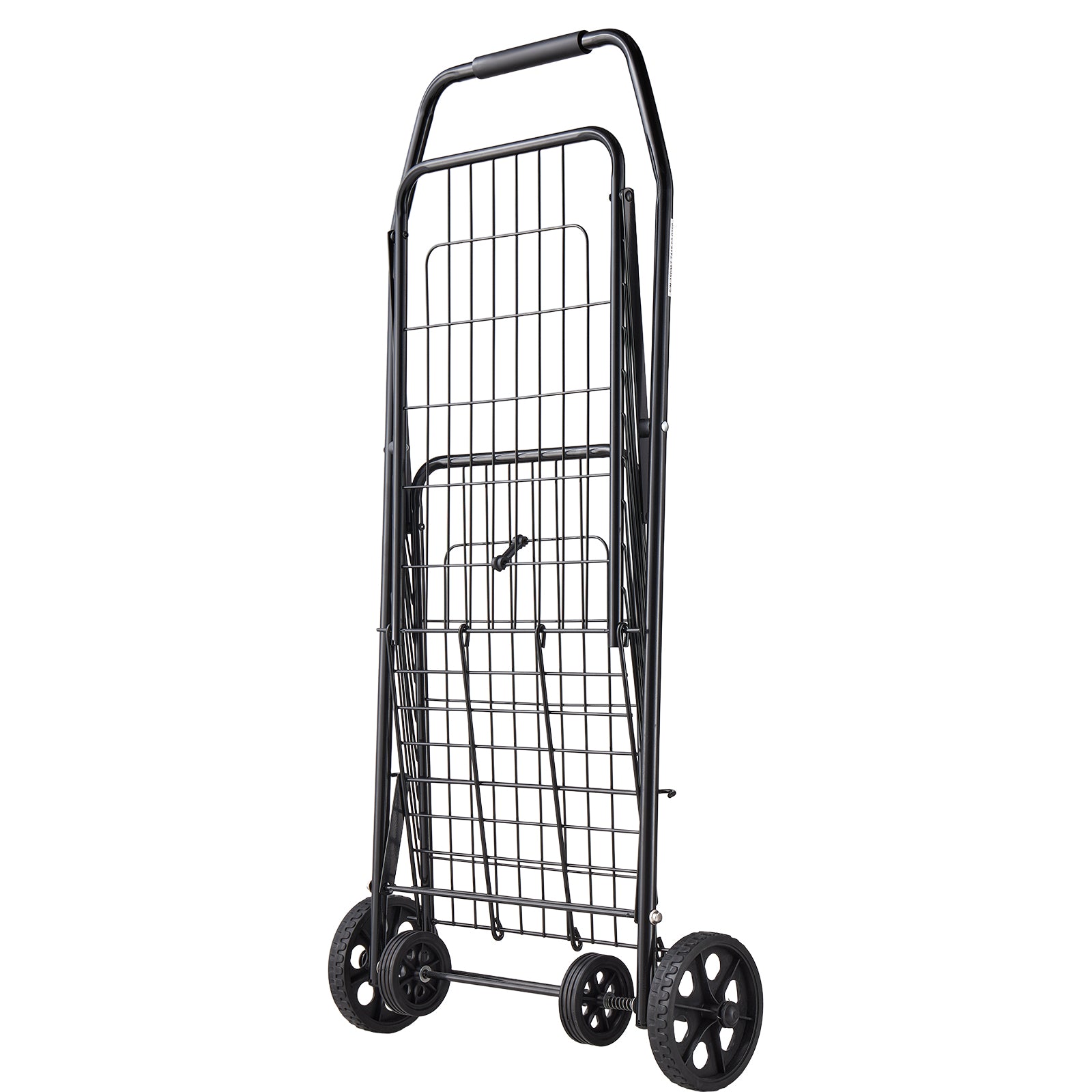 Shopping Cart, Folding Grocery Utility Cart with Swivel Wheels, 90 LBS Large Load Capacity, Heavy Duty Rolling Laundry Basket Butler for Laundry, Shopping, Camping, Grocery, Luggage, Black