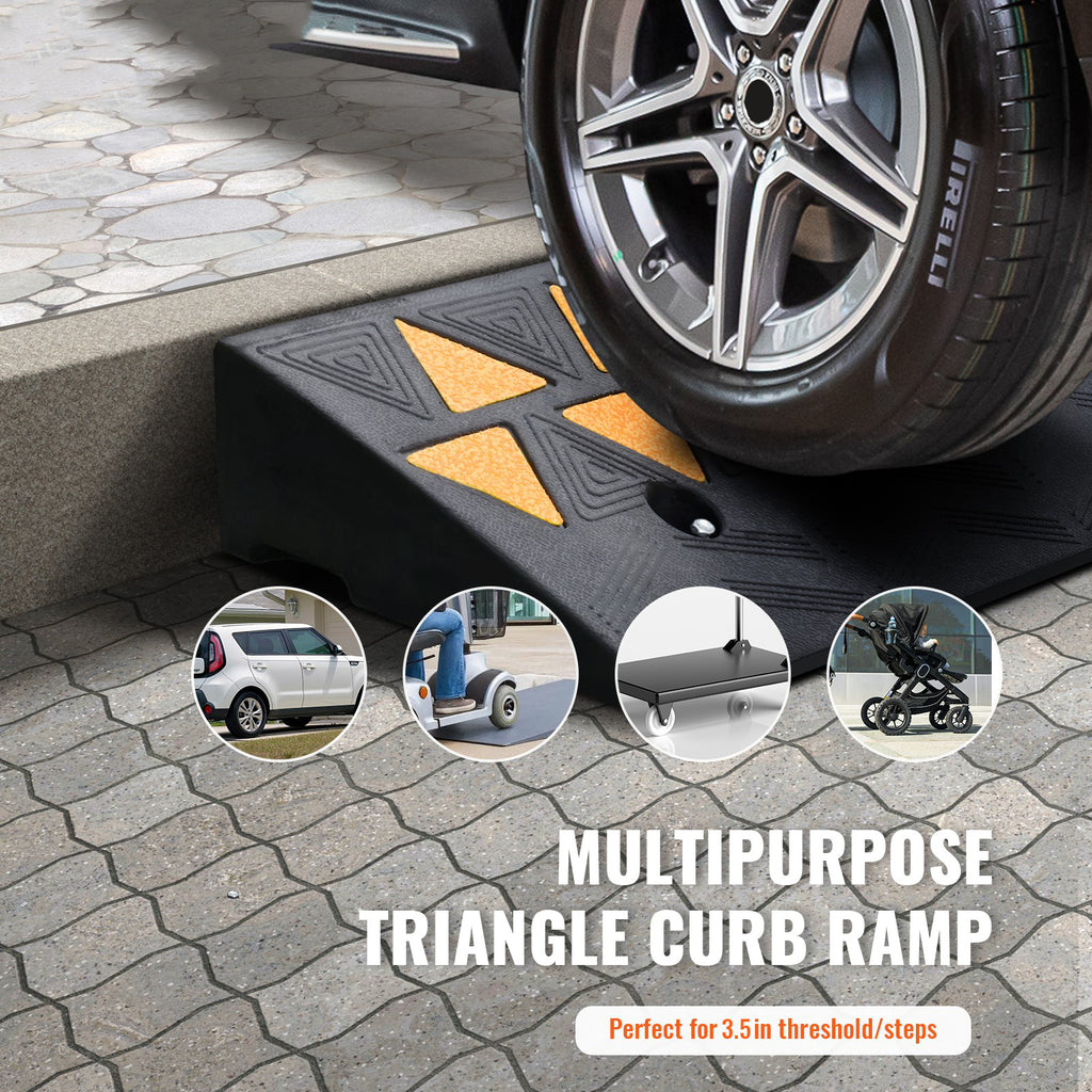 3.7" Rise Rubber Curb Ramp, 39.4" Long Threshold Ramp for Doorways, Heavy Duty Wheelchair Ramp for Home, Groceries & Vehicles, 15T Load Capacity