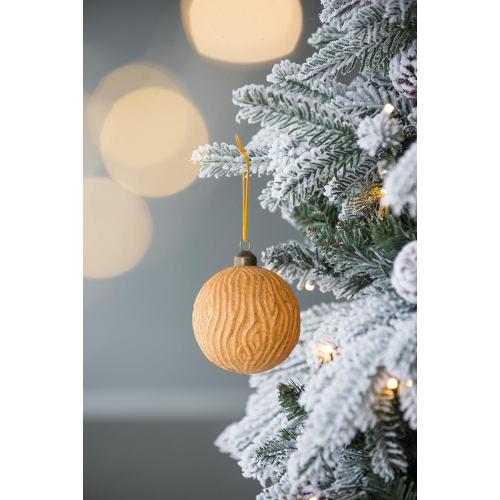 AEELLEEA 3.9" Gold Wavy Textured Glass Christmas Ball Ornaments Set of 6, Hanging Baubles for Xmas Tree Seasonal Home Decor