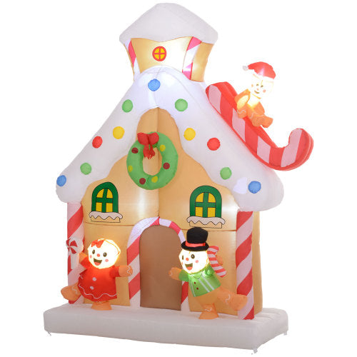 AEELLEEA Inflatable Gingerbread House Christmas Decoration with Built-In Lights, Outdoor Indoor Holiday Yard Decor
