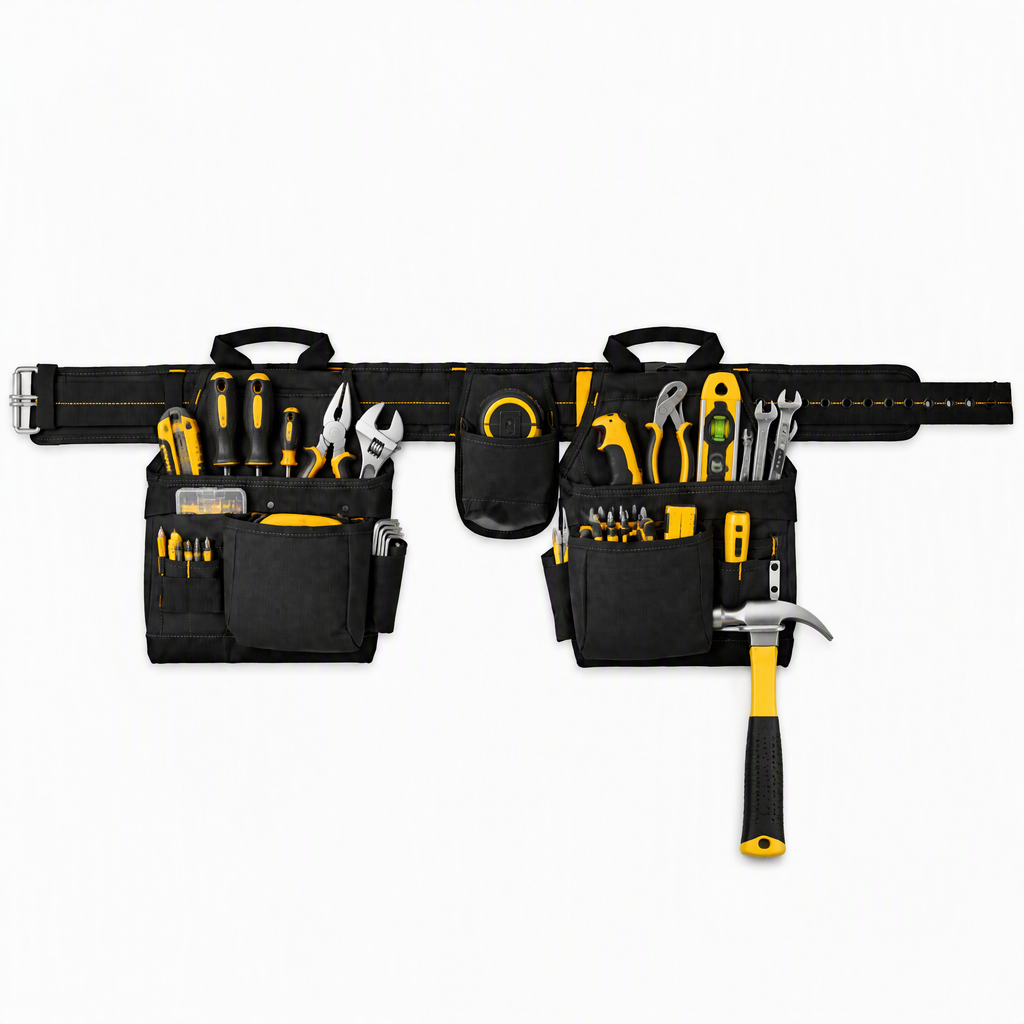 AEELLEEA-20-Pocket Heavy Duty Tool Belt, Adjustable Waist Tool Organizer with Hammer Holder