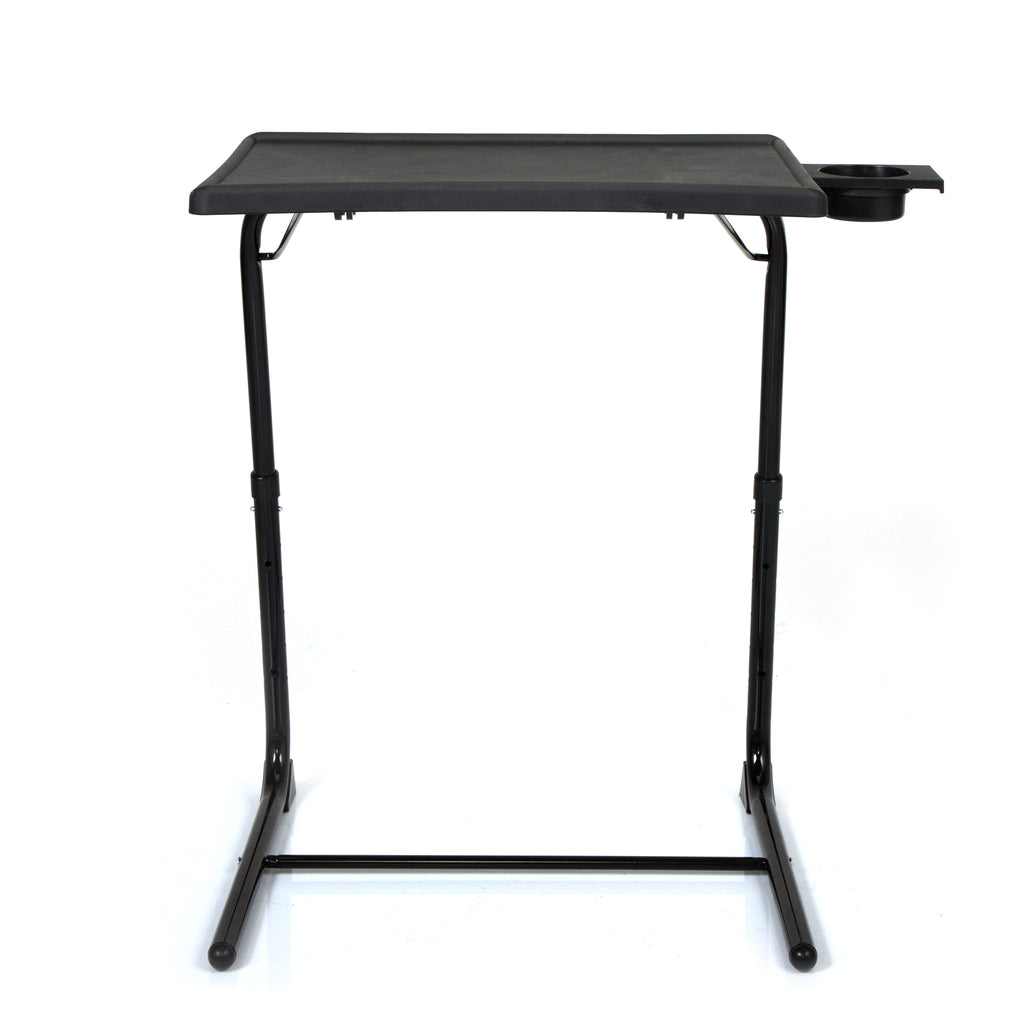 Portable Black Laptop Desk, Height Adjustable Mobile Computer Table with Lockable Wheels for Home Office Bedroom Study