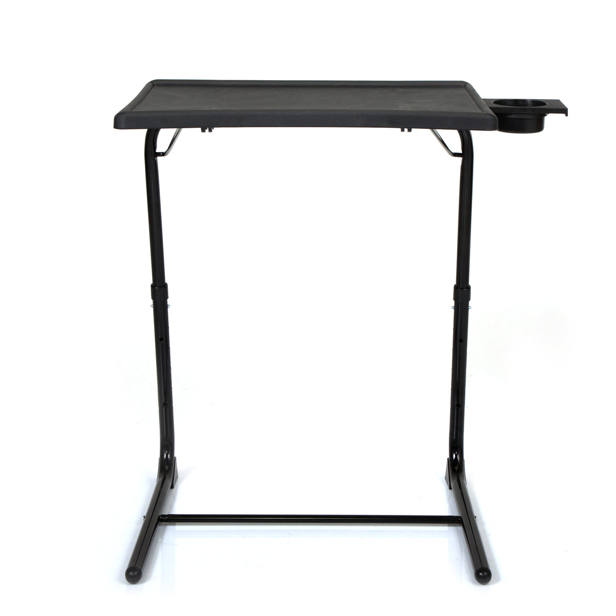 Portable Black Laptop Desk, Height Adjustable Mobile Computer Table with Lockable Wheels for Home Office Bedroom Study