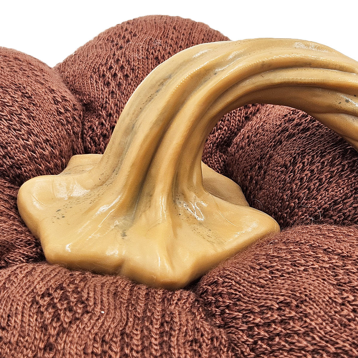 Set of 2 Dark Brown Knit Texture Pumpkin Ornaments, 8.3x8.3x5.3 Inch Tabletop Pumpkins for Fall Harvest, Thanksgiving & Autumn Farmhouse Home Decor