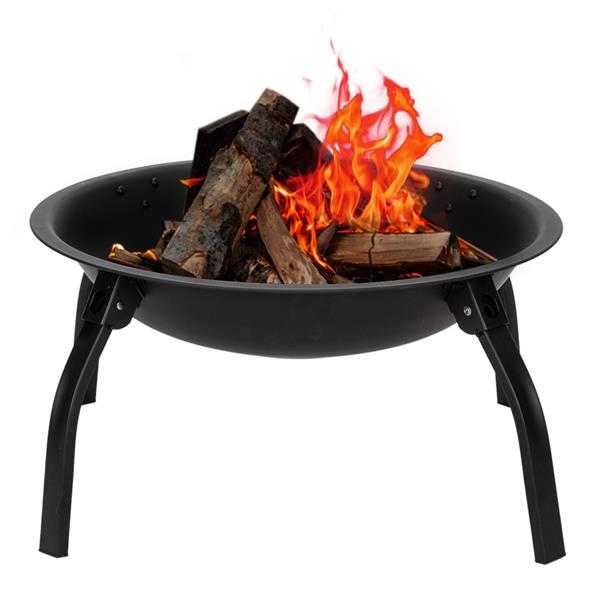 22 Inch 4-Leg Folding Iron Wood Burning Fire Pit, Portable Outdoor Brazier for Backyard, Poolside & Patio Evening Gatherings