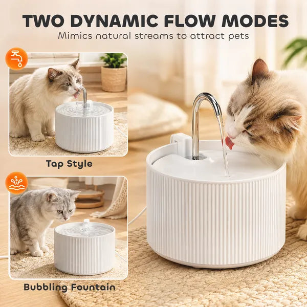 2.2L(74oz) Ceramic Cat Water Fountain, Ultra Quiet Automatic Pet Water Dispenser with Filter for Cats & Small Dogs