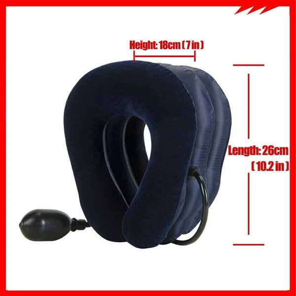 Inflatable Cervical Neck Traction Pillow with Hand Pump, Adjustable Neck Stretcher Support for Home & Travel