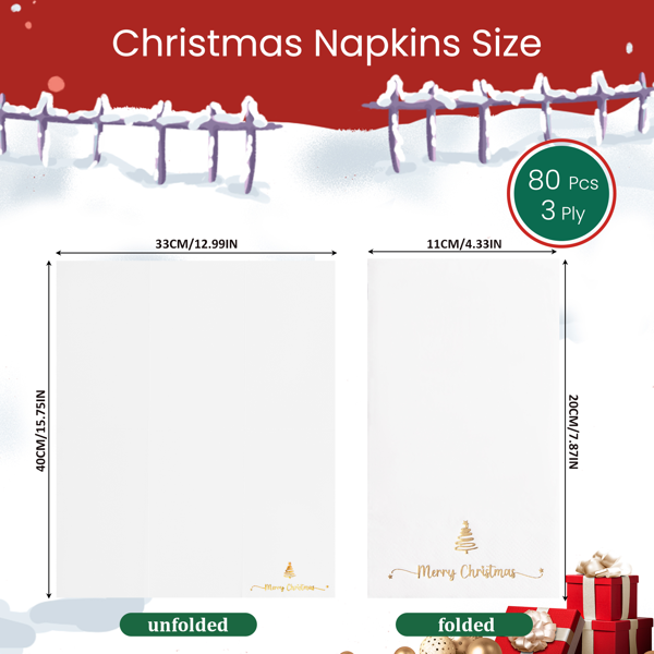 Christmas Napkins 80 Pack