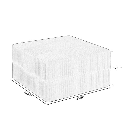 AEELLEEA Black Square Upholstered Ottoman, Ribbed Corduroy-Style Footrest, Modern Accent Furniture