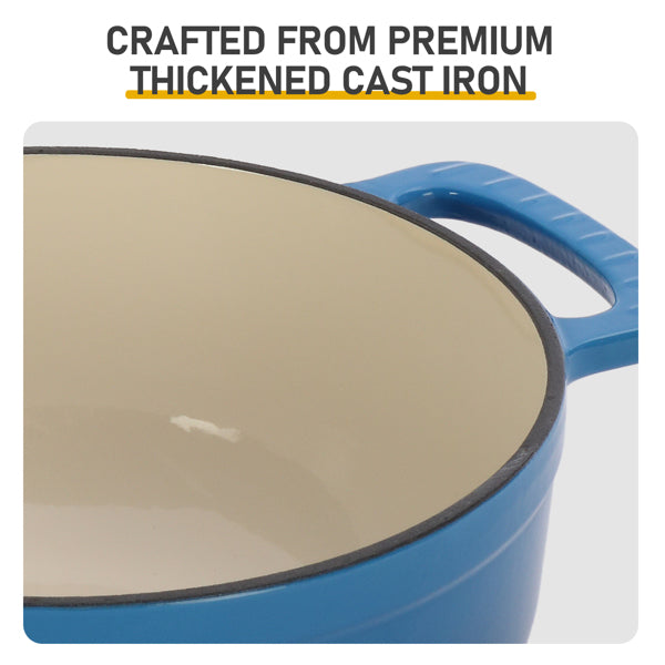 AEELLEEA 6QT Enameled Cast Iron Dutch Oven with Lid, Nonstick Interior, Dual Handles, Blue